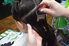 Girl Having Head Lice Combed Out