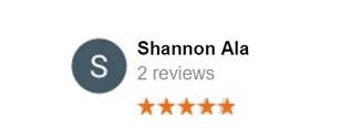 5 star review from Shannon Ala