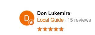 5 star review from Don Lukemire