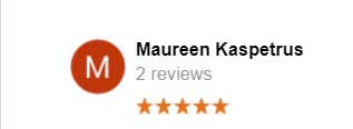 5 star review from Maureen Kaspetrus